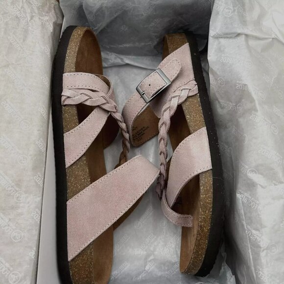 White Mountain Womens Leather Slide Sandals Size 9 Light Lavender Toe Loop Style - Picture 9 of 15